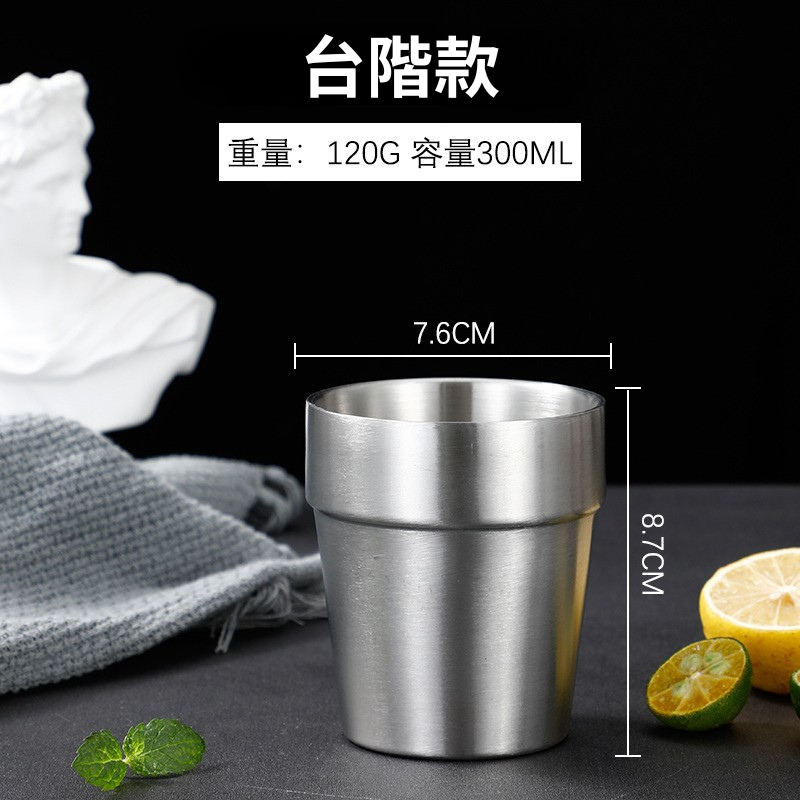 台灣現貨【304不鏽鋼雙層隔熱】不鏽鋼隔熱杯 輕巧防摔款 鋼杯 水杯 露營杯 可疊杯 耐摔飲料杯 不銹鋼杯 BA0007-規格圖8