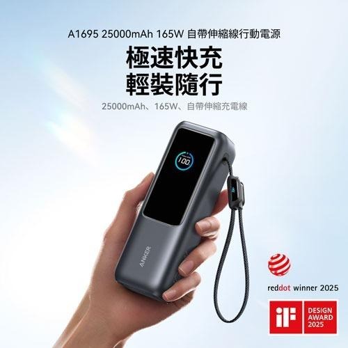 ANKER A1695 行動電源 25000mAh 165W 自帶伸縮線-細節圖3