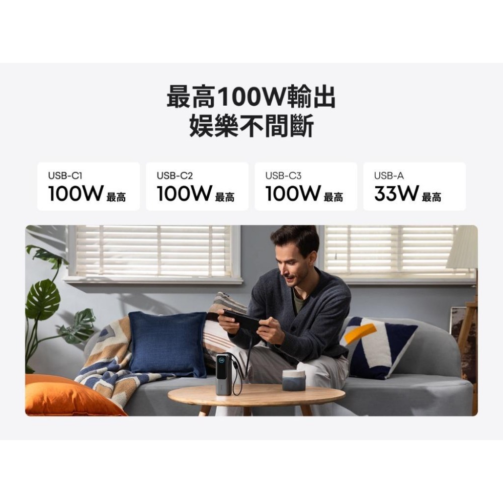 ANKER A1695 行動電源 25000mAh 165W 自帶伸縮線-細節圖8