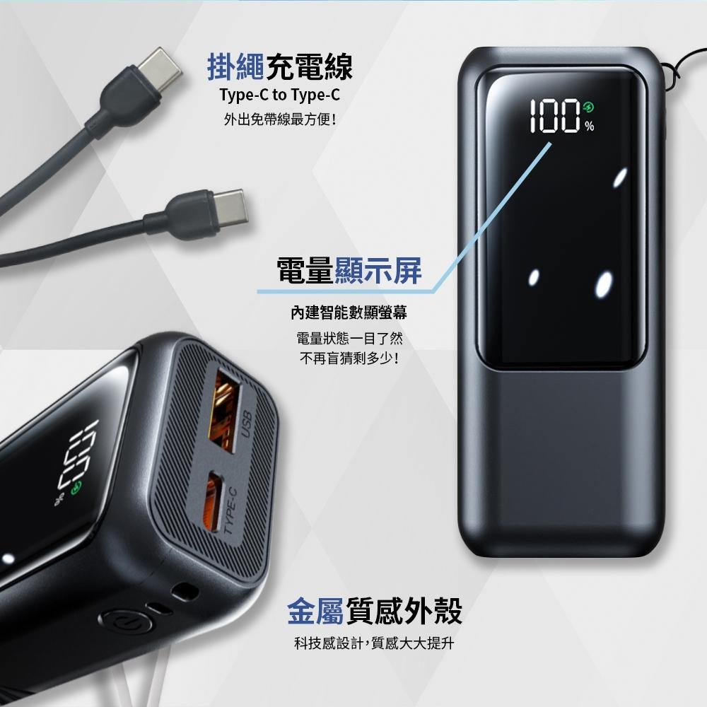 MCK-NPCG 自帶線顯屏行動電源10000mAh Type-C 快充行動電源-細節圖7