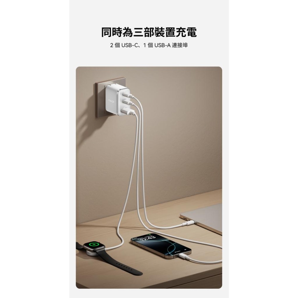 ANKER A121A 70W GaN 3孔快充充電器 | 體積小 充電功率大 可充筆電/平板-細節圖4