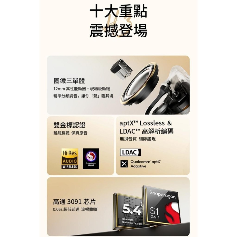 SoundPeats H3 旗艦高保真無線耳機︱圈鐵三單體 -55dB 降噪-細節圖4
