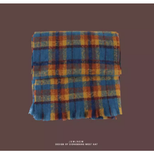 仿羊絨格紋圍巾-細節圖2