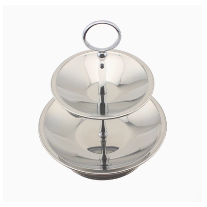 不鏽鋼水果盤創意兩層三層精緻水果盤乾果盆蛋糕托盤點心盤直徑28C高32CM-細節圖2