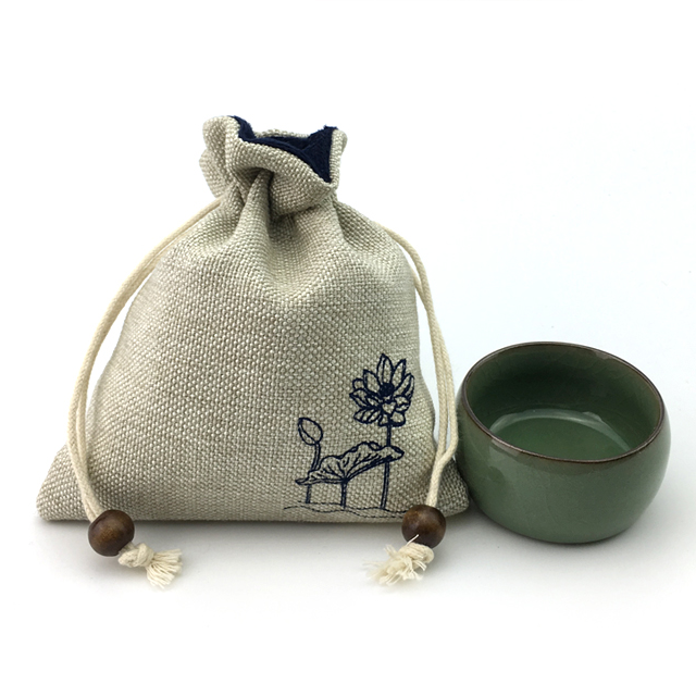 茶杯袋子棉麻布袋茶具杯便攜收納袋加厚棉麻布包茶道零配件小杯袋-細節圖2