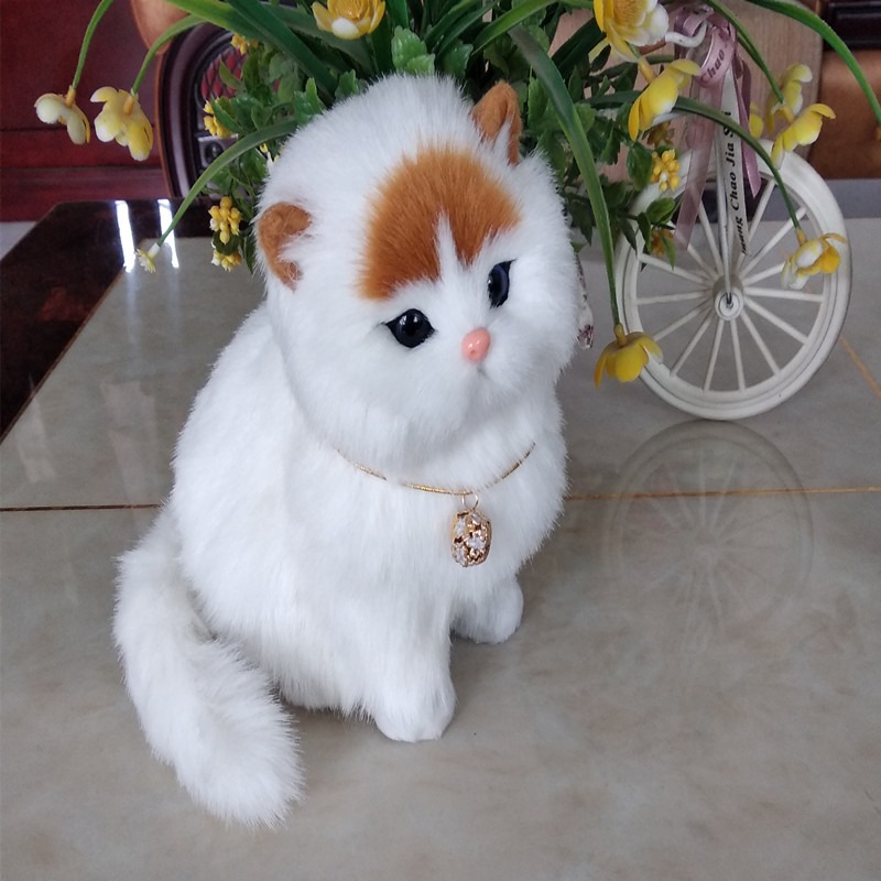 仿真動物貓玩偶桌面可愛公仔 招財 貓創意禮品家居擺件會叫貓-細節圖2
