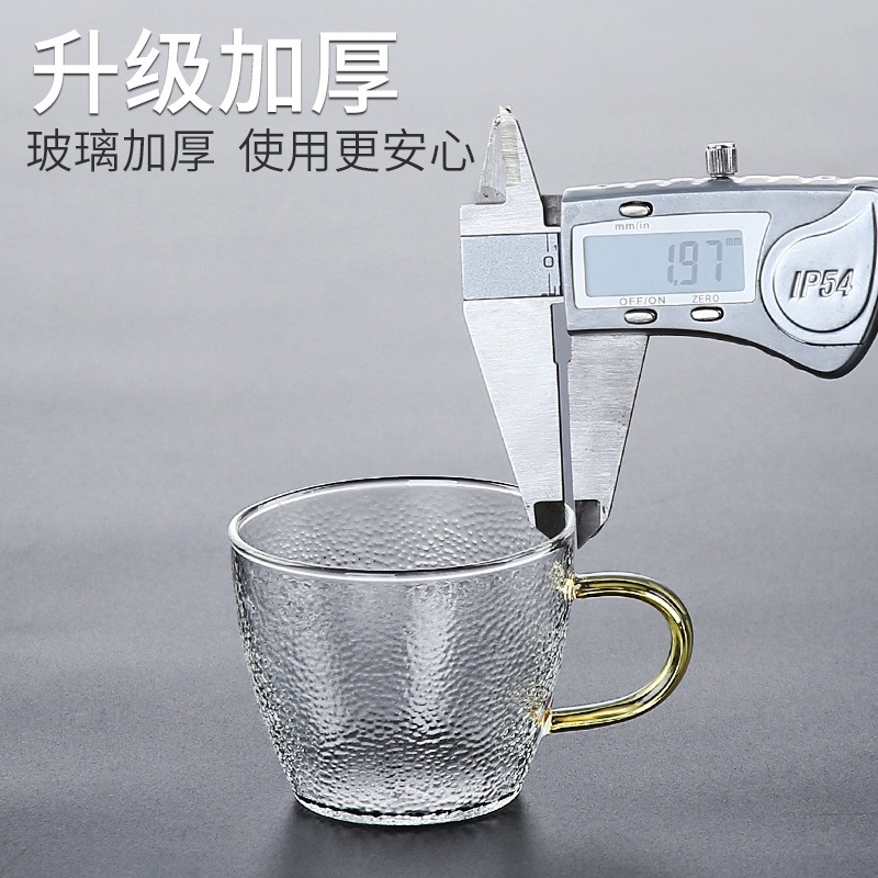 森典 日式玻璃茶杯耐熱主人杯單杯帶把小杯子功夫茶具品茗杯6只裝-細節圖4
