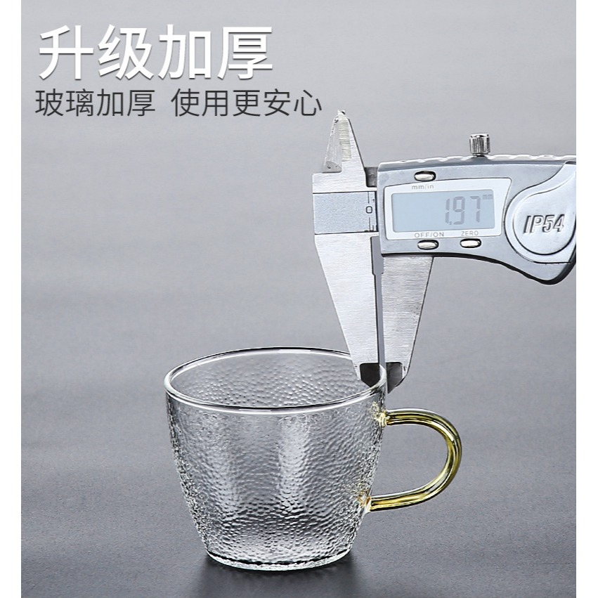 森典 日式玻璃茶杯耐熱主人杯單杯帶把小杯子功夫茶具品茗杯6只裝-細節圖8