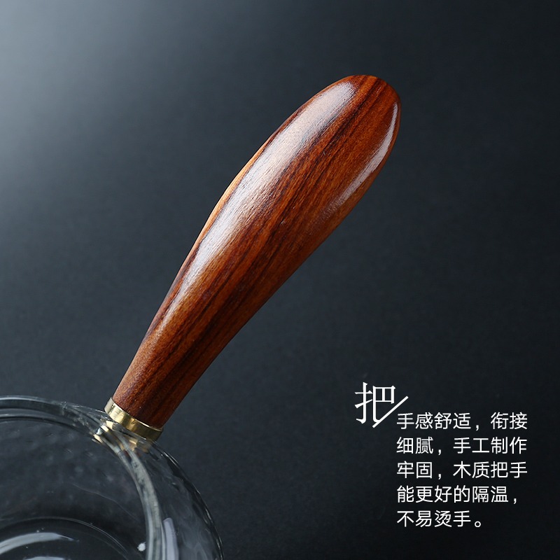 日式錘目紋公道杯耐熱玻璃側把壺加厚茶海功夫茶具分茶器茶漏套裝-細節圖5