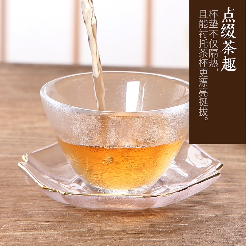 日式玻璃茶杯墊功夫茶具配件大全隔熱杯託茶道六君子零配茶壺墊-細節圖5