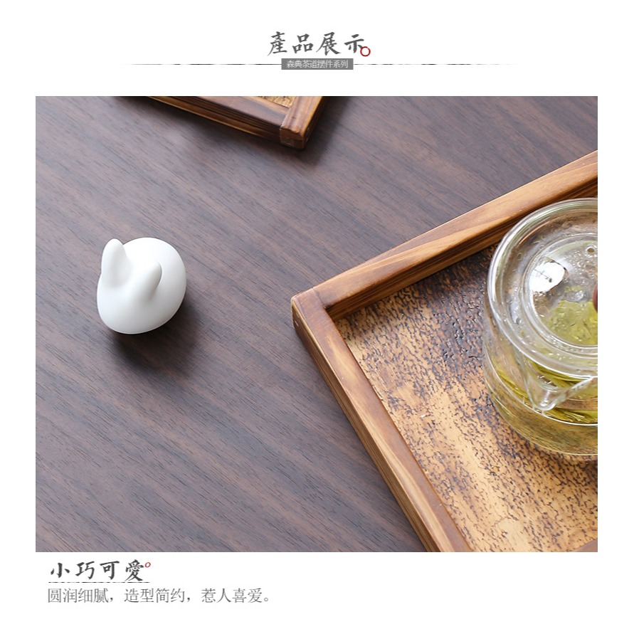 森典兔子茶寵茶盤小擺件白瓷茶道可養茶玩功夫茶具配件可愛生肖兔-細節圖8