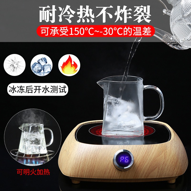 玻璃四方公道杯茶漏套裝加厚泡茶過濾網分茶器一體耐熱茶海茶具-細節圖3