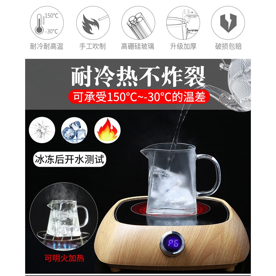 玻璃四方公道杯茶漏套裝加厚泡茶過濾網分茶器一體耐熱茶海茶具-細節圖7