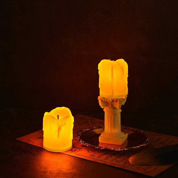 電子燈羅馬燭臺復古仿真蠟燭谷美擺拍照相攝影道具做舊裝飾小擺件-細節圖8