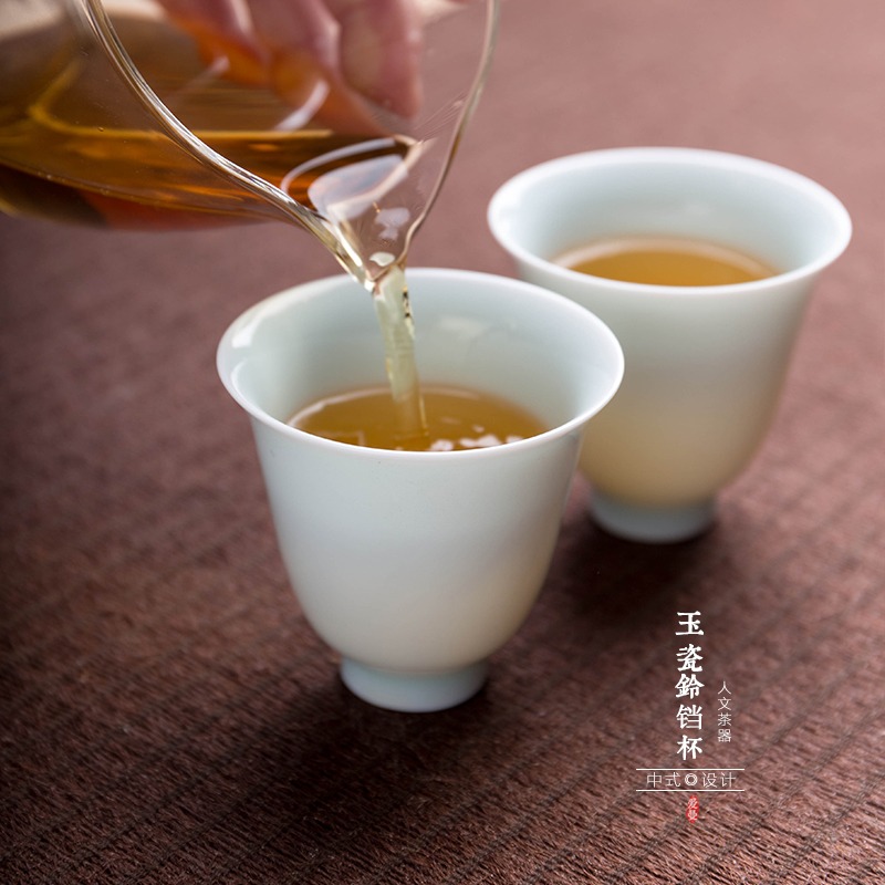 景德鎮手工影青玉泥壓手杯鈴鐺杯花神杯薄胎品茗杯功夫茶具主人杯-細節圖7