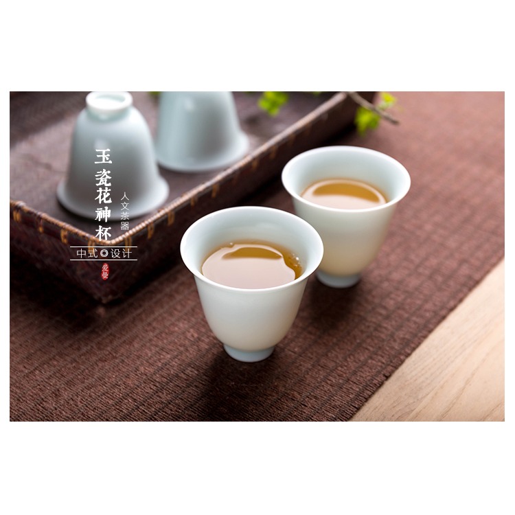 景德鎮手工影青玉泥壓手杯鈴鐺杯花神杯薄胎品茗杯功夫茶具主人杯-細節圖10