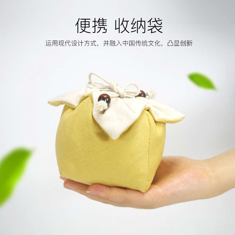 加厚棉麻茶杯收納袋主人杯單杯袋旅行便攜快客杯袋建盞袋子茶具包-細節圖2