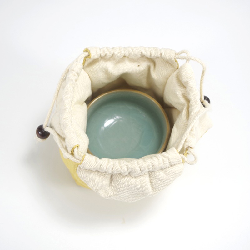 加厚棉麻茶杯收納袋主人杯單杯袋旅行便攜快客杯袋建盞袋子茶具包-細節圖3