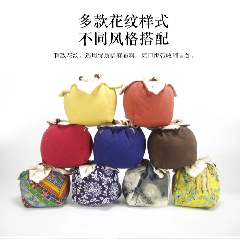 加厚棉麻茶杯收納袋主人杯單杯袋旅行便攜快客杯袋建盞袋子茶具包-細節圖7