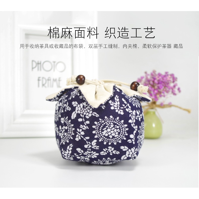 加厚棉麻茶杯收納袋主人杯單杯袋旅行便攜快客杯袋建盞袋子茶具包-細節圖8