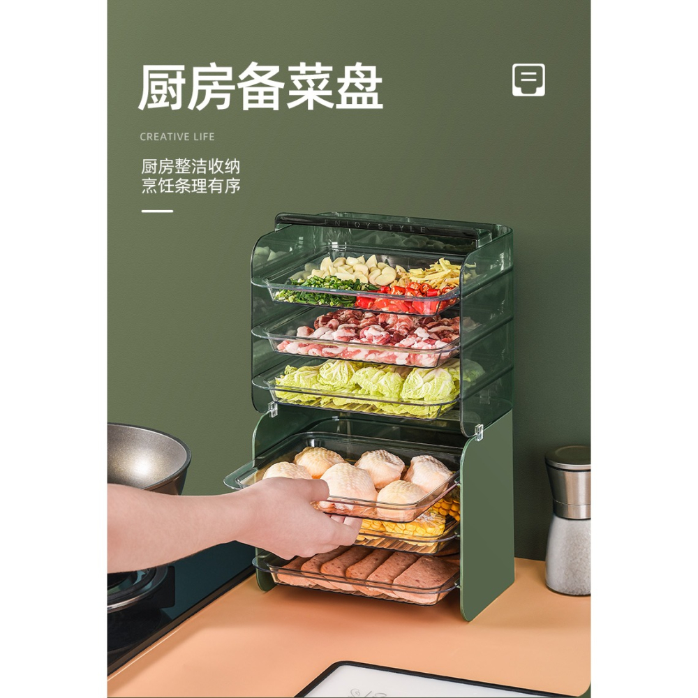 摩登主婦廚房多層配菜盤家用火鍋專用菜盤疊加託盤收納神器備菜盤-細節圖9