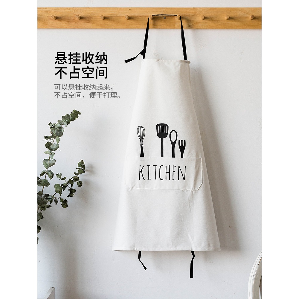 摩登主婦圍裙新款家用夏季廚房工作服女時尚罩衣薄款情侶透氣圍腰-細節圖4