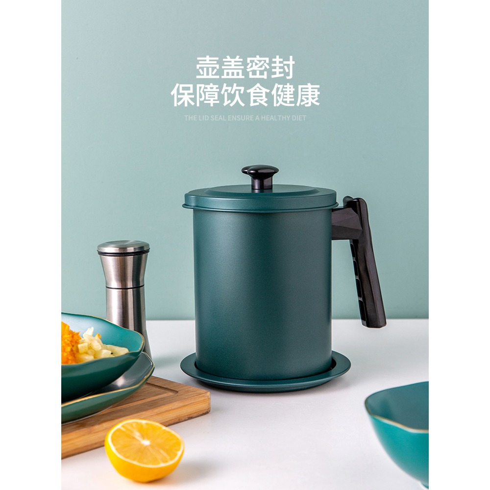 摩登主婦不銹鋼油壺廚房油罐壺家用帶蓋油渣濾油神器帶濾網儲油罐-細節圖3