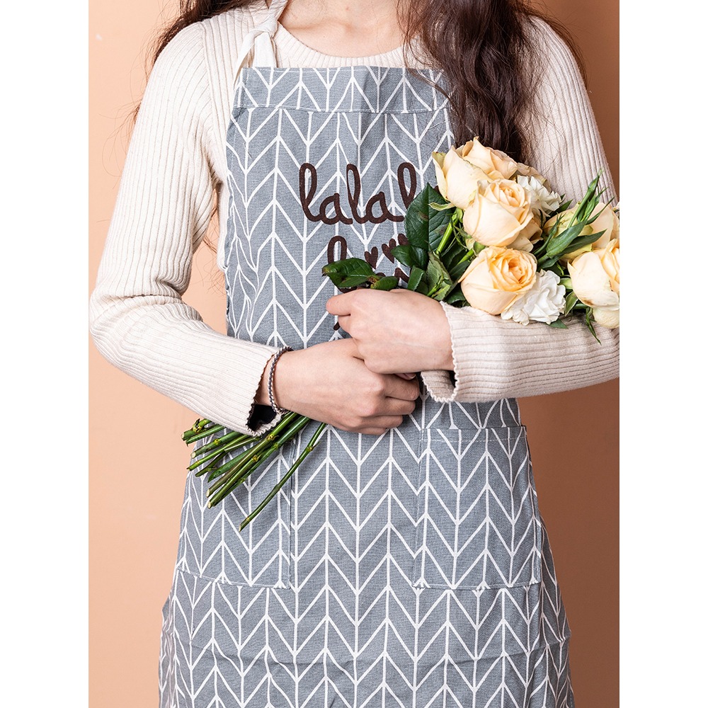 摩登主婦女圍裙家用廚房透氣夏季薄款防水網紅工作服高檔做飯罩衣-細節圖2