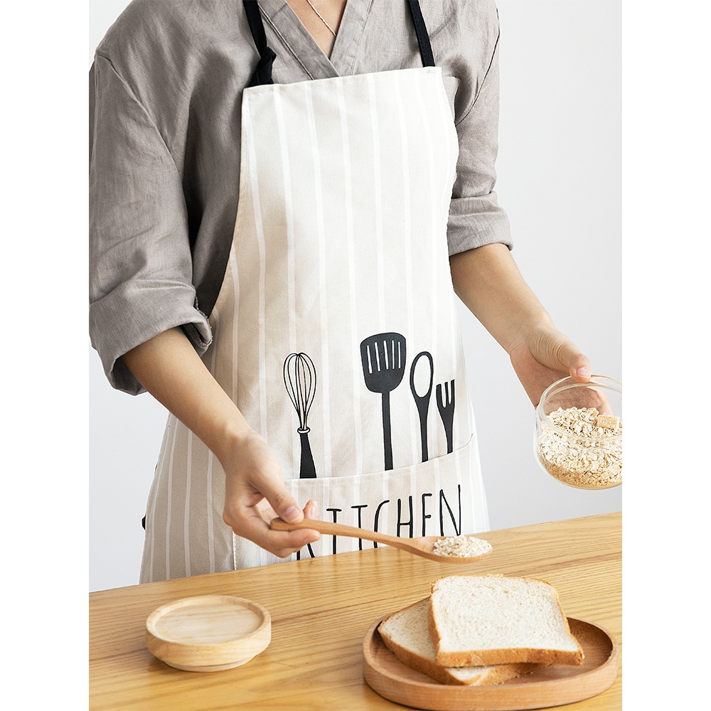 摩登主婦女圍裙家用廚房透氣夏季薄款防水網紅工作服高檔做飯罩衣-細節圖3