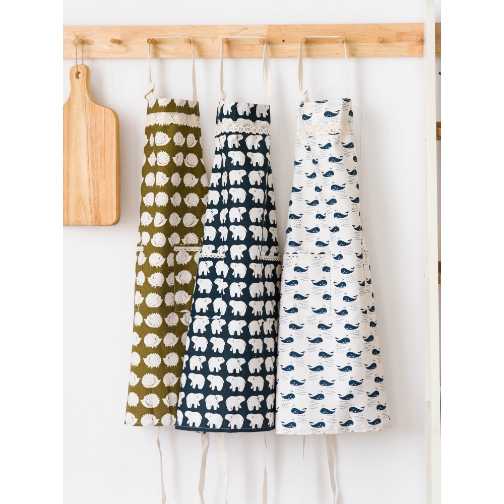 摩登主婦女圍裙家用廚房透氣夏季薄款防水網紅工作服高檔做飯罩衣-細節圖4