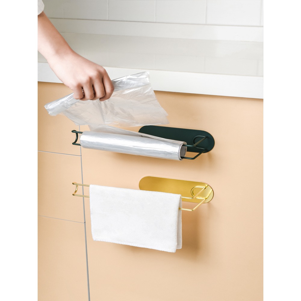 摩登主婦廚房紙巾架網紅免打孔衛生間架子懶人抹布壁掛式置物架-細節圖2