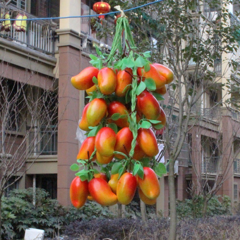 仿真水果蔬菜掛串假水蜜桃桔子芒果石榴串水果串農家樂裝飾品道具-細節圖2