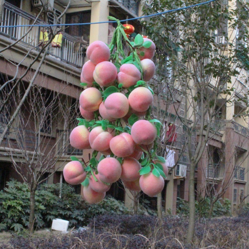 仿真水果蔬菜掛串假水蜜桃桔子芒果石榴串水果串農家樂裝飾品道具-細節圖4
