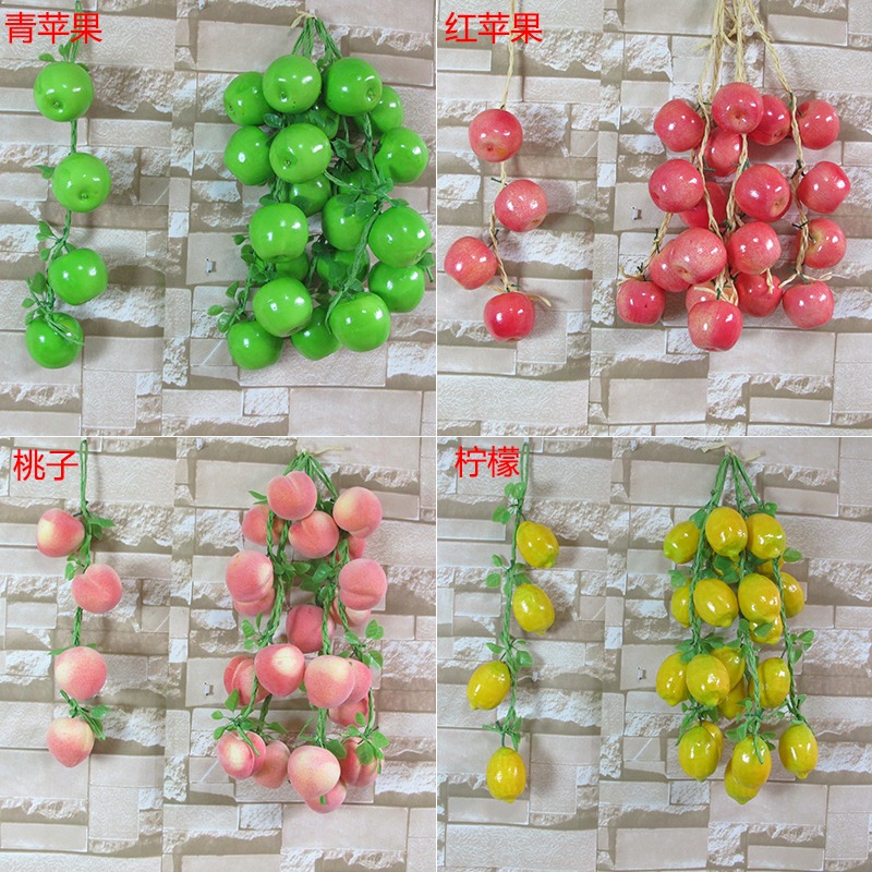 仿真水果蔬菜掛串假水蜜桃桔子芒果石榴串水果串農家樂裝飾品道具-細節圖7