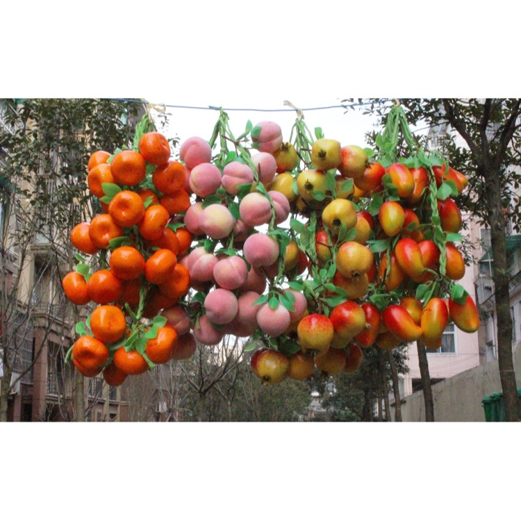仿真水果蔬菜掛串假水蜜桃桔子芒果石榴串水果串農家樂裝飾品道具-細節圖10
