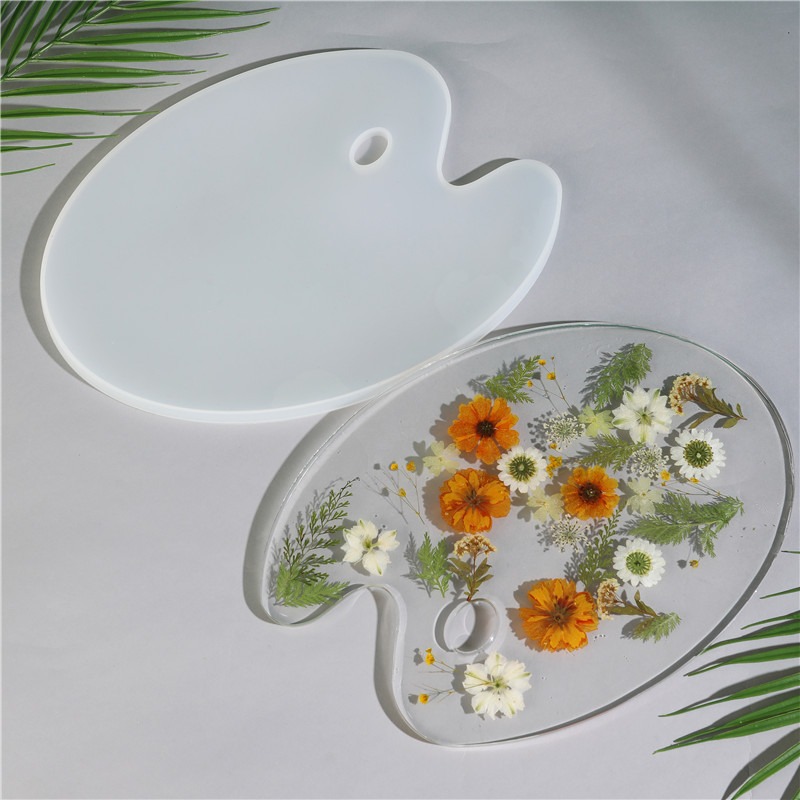 diy水晶滴膠創意手工鏡面調色盤畫板樹脂擺臺材料硅膠模具-細節圖4