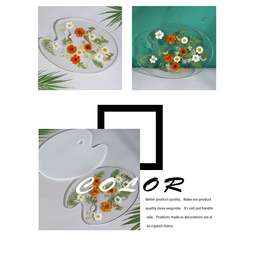 diy水晶滴膠創意手工鏡面調色盤畫板樹脂擺臺材料硅膠模具-細節圖10