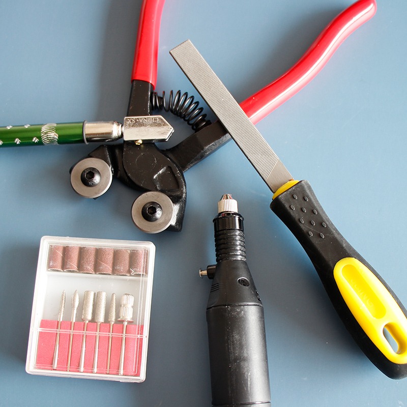 DIY馬賽克剪刀 圓口鉗電動打磨器玻璃刀掰片鉗平銼刀熱熔膠槍工具-細節圖2