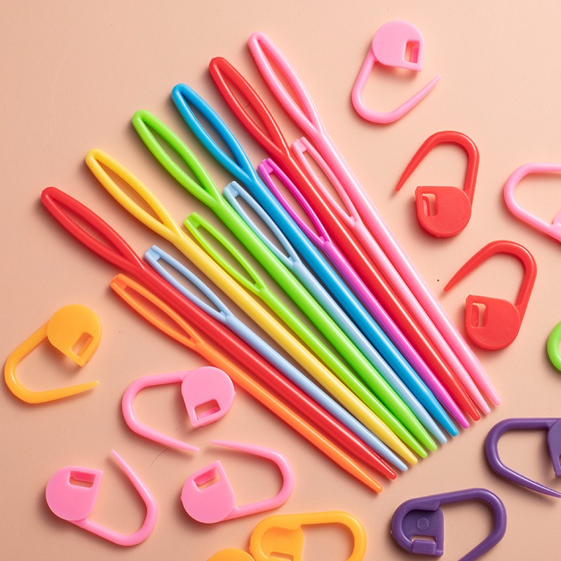 手工編織工具配件記號扣縫衣針塑料縫合針毛線鉤針小別針防解別扣-細節圖5