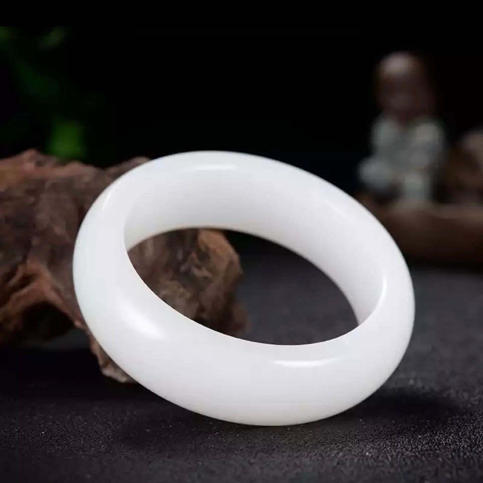 仿玉翡翠色玉手鐲女貴妃鐲青花鐲子禮品手飾品-細節圖4