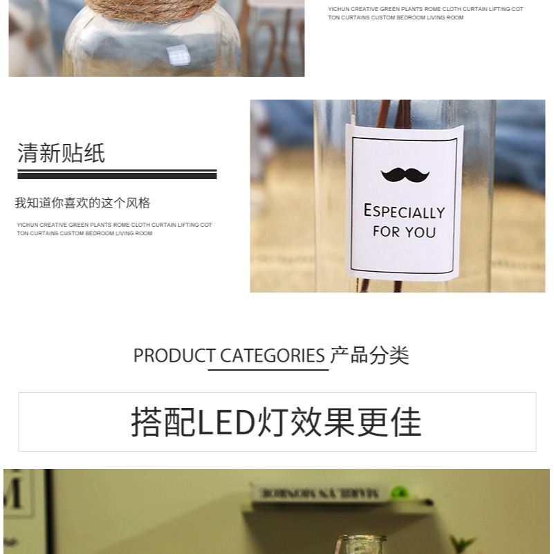 ins小清新簡約透明花瓶創意玻璃客廳擺件裝飾品水培插花乾花花器-細節圖9