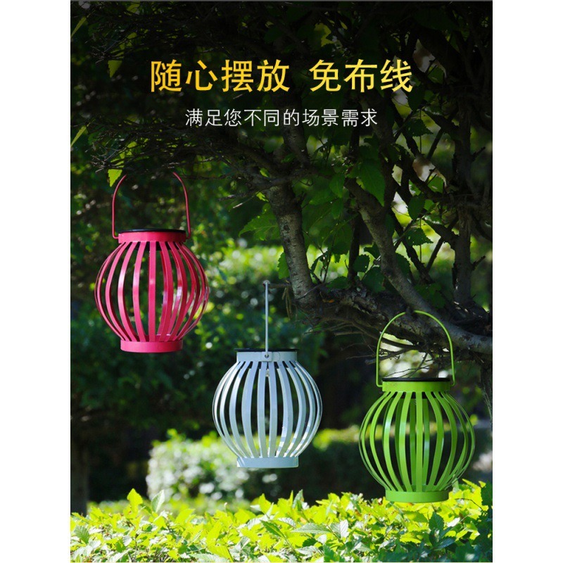 太陽能小燈籠戶外防水創意裝飾擺件花園別墅庭院陽臺造景鐵藝掛件-細節圖2