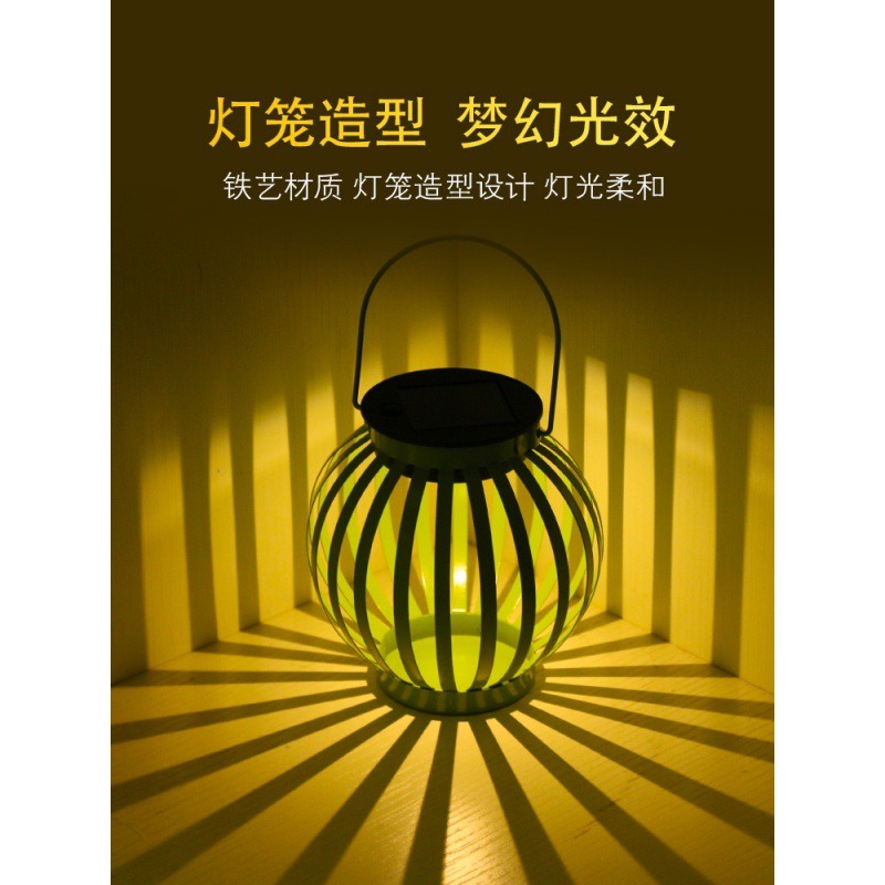 太陽能小燈籠戶外防水創意裝飾擺件花園別墅庭院陽臺造景鐵藝掛件-細節圖4