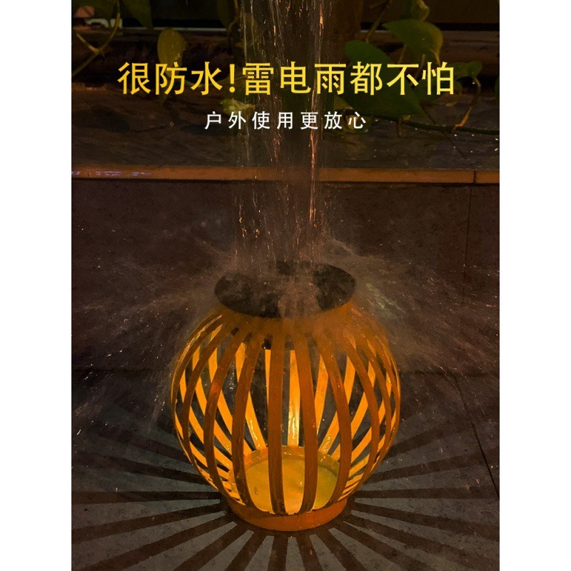 太陽能小燈籠戶外防水創意裝飾擺件花園別墅庭院陽臺造景鐵藝掛件-細節圖5