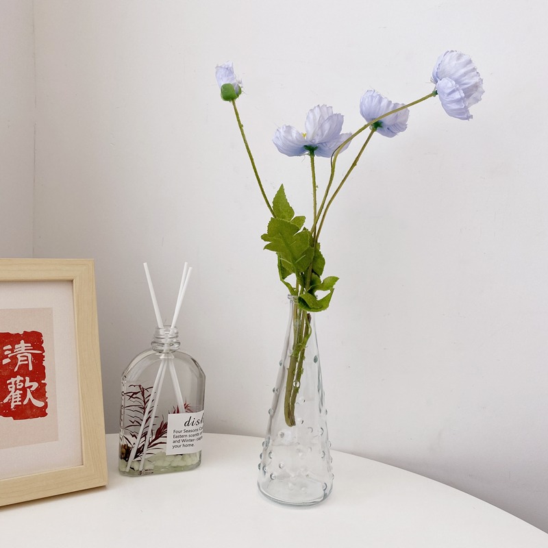 ins韓珠雨點狀玻璃花瓶水培插花器 小清新桌面擺件家居裝飾品-細節圖4