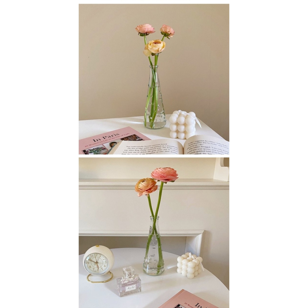 ins韓珠雨點狀玻璃花瓶水培插花器 小清新桌面擺件家居裝飾品-細節圖7