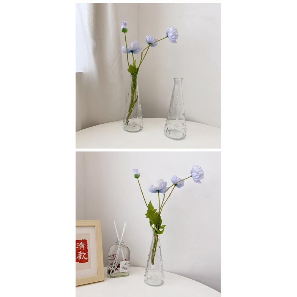 ins韓珠雨點狀玻璃花瓶水培插花器 小清新桌面擺件家居裝飾品-細節圖8