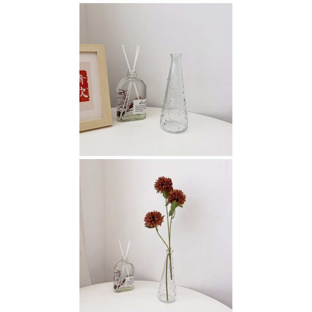 ins韓珠雨點狀玻璃花瓶水培插花器 小清新桌面擺件家居裝飾品-細節圖9