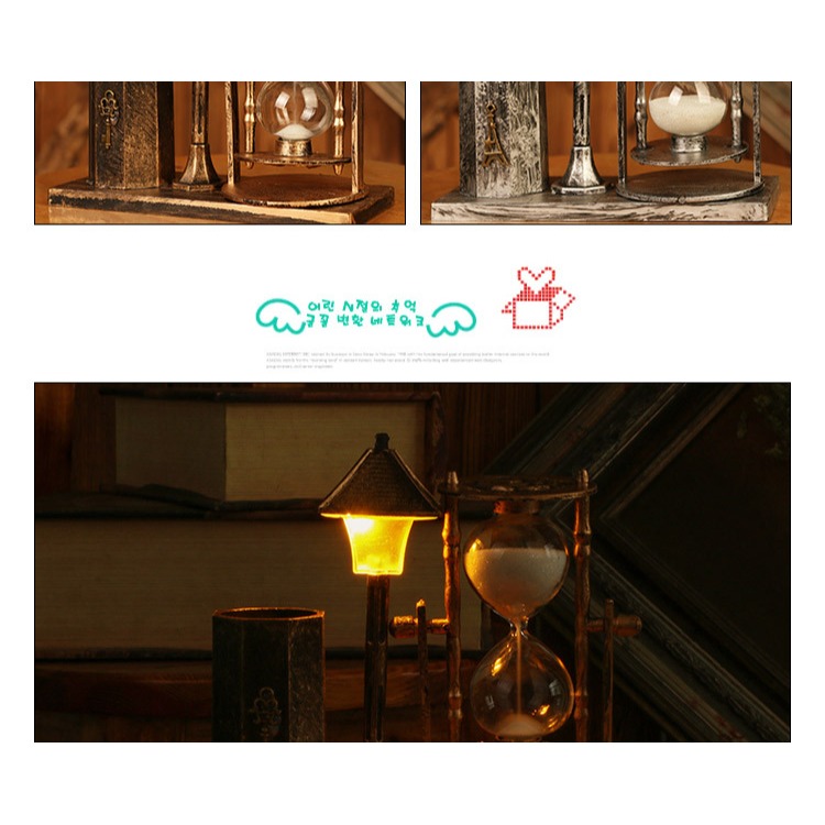 創意歐式復古沙漏筆筒擺件學生禮品 樹脂小夜燈工藝品生日小禮物-細節圖10