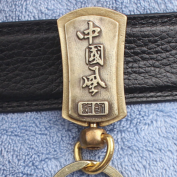中國風黃銅貔貅鑰匙扣汽車生肖牛虎創意禮品男女皮帶腰帶掛扣件-細節圖10